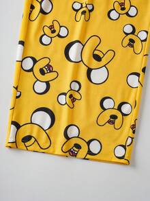 ADVENTURE TIME X SHEIN Plus Size Men's Cartoon Print Long Sleeve Top And Pants Pajama Set, - Black - View 6