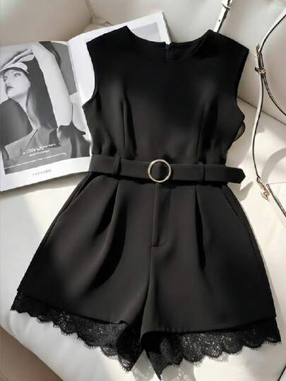 GlowEve Women's Casual Solid Color Sleeveless Jumpsuit, Suitable For Daily, Workplace And Commuting