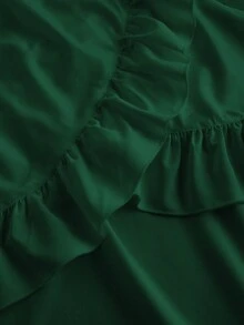 SHEIN MOD Women's White Ruffle Hem Skirt, Retro Black Layered A-Line Skirt - Dark Green - View 3