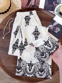 Elenzga Women's Print Pocket Pants - White - View 1