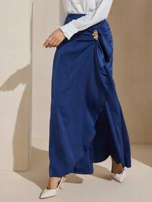 Graceveil Jupe accessoire métallique bleu marine élégante - bleu indigo - Voir 4