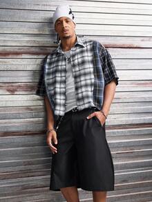 AXEPEAK Men's Casual Fashionable Street Plaid Print Loose Fit Drop Shoulder Shirt, Suitable For Daily Commute In Summer - Multicolor - View 6