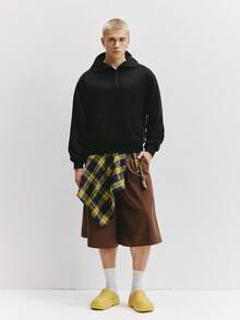 Manfinity Hypemode 男士街头风连帽衫，送给男友的热门礼物之选，男士科技风连帽衫，男士街头风拉链黑色连帽衫，男士宽松双拉链连帽衫，情人节、春夏、Y2K、狂欢节、复古、街头风、派对、圣帕特里克节、外出 - 黑色 - 查看 5