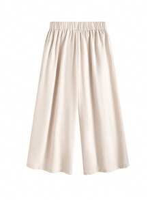 Shapeblank Quần/váy lửng xếp ly màu mơ dành cho nữ cỡ lớn thời trang xuân/hè, kiểu dáng thường ngày thoải mái, đa năng, ôm dáng, cạp chun, ôm sát, màu mơ, thích hợp mặc hàng ngày, quần nữ, trang phục mùa hè, quần công sở, kiểu dáng đơn giản, quần culottes ống rộng. - Màu Khaki - Xem 8