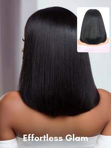 Tóc giả Wear & Go 7x5 Light Yaki Bob không keo, đóng bằng ren, tóc thật, 12 inch, ren trong suốt, dành cho nữ, tóc giả màu đen tự nhiên, có ren cắt sẵn, đường chân tóc được nhổ sẵn, tóc giả bằng tóc thật thô chưa qua xử lý - SNatural - Xem 2