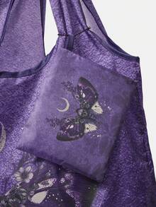 ROMWE Fairycore Star Print Large Capacity Foldable Shopper Bag, Stars Hollow Women Bag - Moth Butterfly Rose - View 4