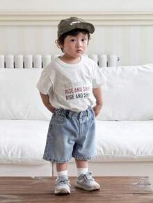 Quần short denim dáng rộng, có túi, màu xanh dương cho bé trai. - Rửa nhẹ - Xem 5