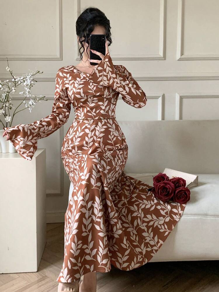 Spring & Summer Ditsy Floral Chiffon Midi Dress, Elegant For Valentine's Day, Wedding, Party, Casual, Vacation, Commute Sundress