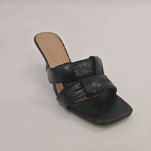 Rosivie Women's Square Toe Fashionable Elegant Versatile High Heel Sandals - Black - View 9