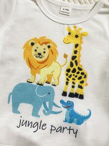 SHEIN Playful Pals 3件套男童休闲夏季沙滩条纹短袖T恤、松紧腰短裤、宽檐遮阳帽套装 - 彩色 - 查看 7