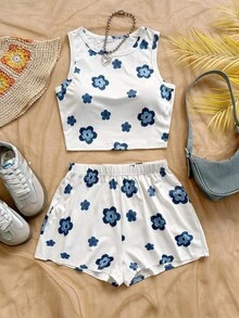 Soleia Bộ 2 món dành cho nữ, màu đỏ và trắng, chất liệu dệt kim, kiểu áo quây, kèm nơ và quần short cạp chun. - Nhiều màu - Xem 5