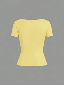 SHEIN EZwear Bộ 3 áo thun dệt kim nữ, nhiều màu, mùa xuân/hè. - Nhiều màu - Xem 6