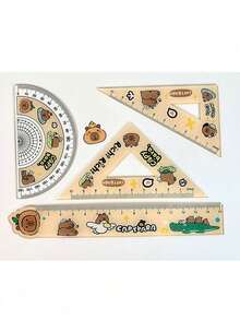 4pcs/Set Capybara Acrylic Ruler Set: High-Quality Protractors, Rulers, And Compasses - Perfect For Schools Or Offices - Make Your Workspace Full Of Fun! Back To School - Multicolor - View 11