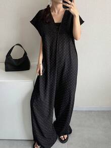 FRIFUL Women's Solid Color Loose Casual Sleeveless Jumpsuit, Versatile For Spring And Summer Jumpsuits For Women Lounge Sets For Women - Black - View 2