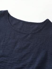 SHEIN Franclia Conjunto de 2 piezas de uso diario minimalista de unicolor para mujer: blusa y pantalón de pierna recta - azul real - Ver 5