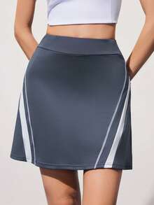 Gameset SHEIN Sport Women's Golf Skort - Built-In Shorts With Pockets, Color-Blocking Style, Suitable For Tennis & Fitness - Multicolor - View 3