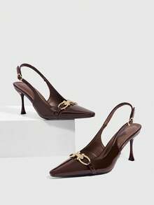 CUCCOO SZL Women's Sexy Pointed High Heels Nightclub Versatile Stiletto Shoes - Coffee Brown - View 4