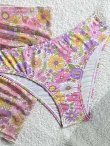 Swim Mod Women's Floral Print Halter Backless Sexy Bikini 3-Piece Swimwear Set For Beach Vacation - Multicolor - View 6