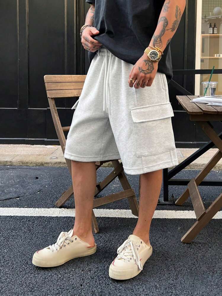 Men's Summer Loose Elastic Waist Shorts With Large Pockets