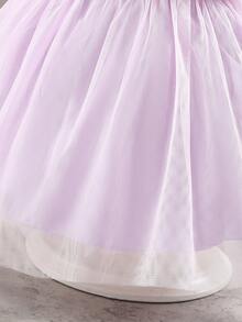 Glamorique Kids 女童连衣裙，婴儿生日服装，蝴蝶结，天鹅绒，优雅丝绸 - 紫色 - 查看 4
