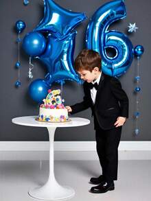 Jungen Formeller schwarzer Anzug mit langer Hose, Herrenoutfit-Set für feierliche Anlässe wie Hochzeit, Klavierrezital, Geburtstagsparty - Schwarz - Übersicht 6