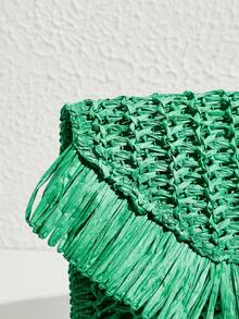 SHECARRY Woven Straw Clutch Bag For Teenagers, Fashionable Clutch Bags For Woman - Dark Green - View 6