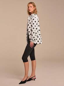 COSMINA Blouse élégante à manches longues et col ras-du-cou à pois pour femmes, polyvalente pour le travail, les sorties et les occasions, printemps - Noir et Blanc - Voir 6