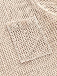 ROMWE MEN T-shirt basique col rond tricoté à manches courtes pour homme - Nude - Voir 4