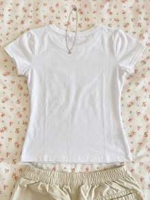INAWLY Camiseta casual de cuello redondo y manga corta con estampado de gato lindo, un regalo para amigos - Blanco - Ver 2