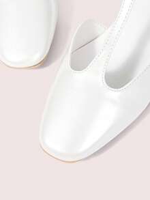 CUCCOO DOLLMOD 女士方头粗跟T字带平底凉鞋，简约时尚露跟休闲凉鞋，适合夏季旅行、通勤，复古风格，圣诞节必备 - 珍珠白 - 查看 7