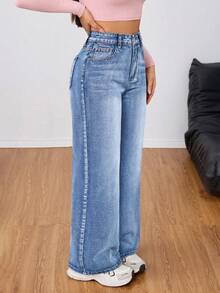Unity Women's Casual Solid Color Denim Jeans - 輕柔的洗滌 - 查看 4