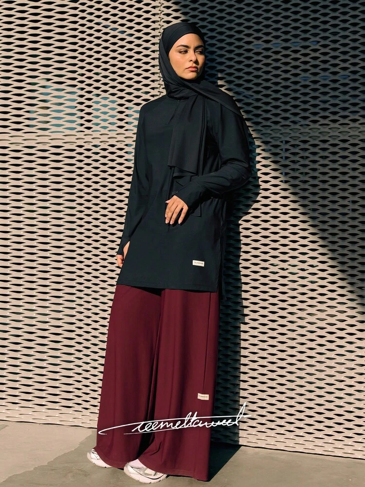 GLOWMODE X Reem Modest All-Day Ease Cooling Quick-Dry Sun Protection Adjustable Drawstring Waist Slip Pockets Wide-Leg Pants Training Running Workout Gym Daily