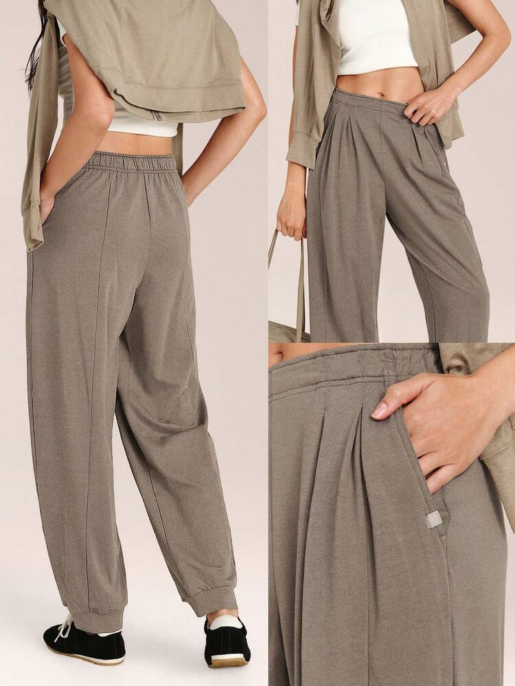 Modal Terry Urban Pulse Soft Smooth Breathable Side Slip Pockets Pleated Joggers Daily Casual Street Wear