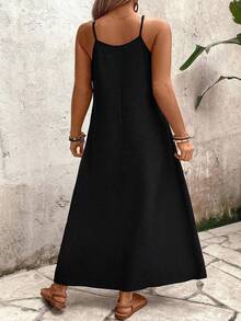 SHEIN Holidaya Đầm hai dây dáng rộng in họa tiết hoa lá dành cho nữ cỡ lớn - Nhiều màu - Xem 2