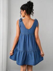 Momance 时尚舒适的孕妇牛仔连体裤连衣裙 - 深色水洗藍 - 查看 2