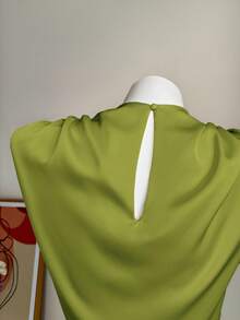Firerie Kemeja Crop Berkerut Warna Polos yang Modis dan Seksi untuk Wanita, Atasan Musim Panas - Olive Green - View 4