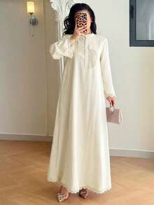 Yasmyna 女士立领蕾丝休闲派对连衣裙 - 黃色 - 查看 1