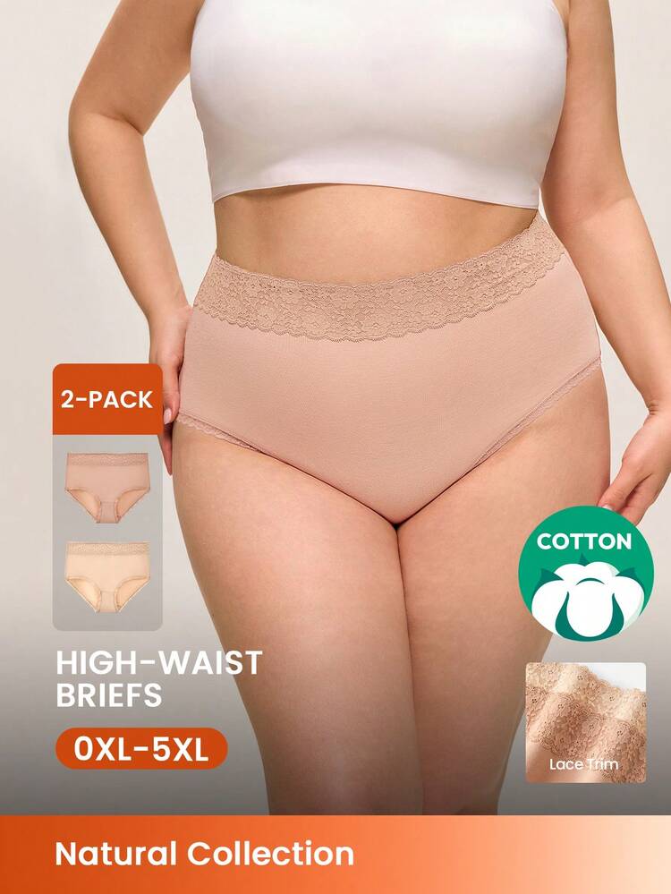 Plus 2-Pack High-Rise Cotton Briefs Panty Set