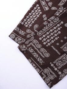 Franclia Quần ống rộng dáng suông dành cho nữ cỡ lớn, họa tiết hoa paisley, màu nâu cà phê, đa năng cho mùa xuân/hè. - Cà phê nâu - Xem 6
