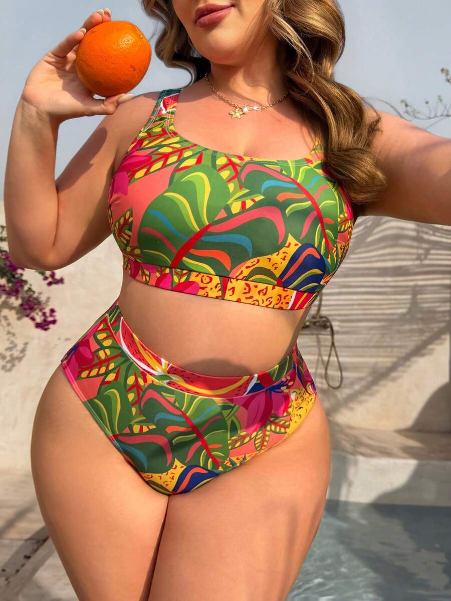 Swim Lushoire Bộ đồ bơi hai mảnh Tankini in họa tiết nhiệt đới cỡ lớn mới năm 2026, nâng đỡ ngực, cạp cao giúp thon gọn, phong cách nghỉ dưỡng cổ điển, bộ đồ bơi đi biển và hồ bơi nhiều màu sắc, bộ bikini hai mảnh cầu vồng nhiệt đới, bộ đồ bơi cạp cao, bộ đồ bơi hai mảnh cỡ lớn, bộ đồ bơi Coachella ôm sát, bộ đồ bơi nhiều màu sắc cỡ lớn dành cho nữ, bộ đồ bơi hai mảnh kín đáo cho nữ, bộ bikini cho nữ, bộ đồ bơi ôm sát hai mảnh, bộ đồ bơi in hoa. - Màu Hồng  San hô - Xem 1