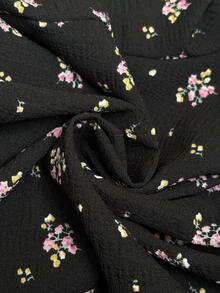 SHEIN LUNE 女士休闲碎花连体裤，适合夏季度假、通勤和日常穿着 - 黑色 - 查看 8