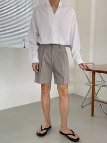 DAZY Áo sơ mi dài tay nam cổ xếp ly, thích hợp cho mùa xuân/hè. - trắng - Xem 4