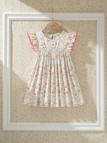 Souflis Souflis Đầm mùa hè mới của Pháp dành cho bé gái 0-3 tuổi, họa tiết hoa ngọt ngào, tay ngắn, cổ tròn, thời trang, giản dị, đáng yêu, tinh tế, phù hợp cho đi chơi, đi học, mua sắm và các dịp khác. - Nhiều màu - Xem 3