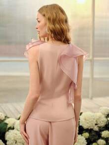 MOTF PREMIUM ROMANTIC RUFFLED DETAIL REGULAR FIT BLOUSE, SPRING/SUMMER - Dusty Pink - View 3