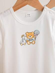 Souflis Souflis 2pcs/Set Cute Bear Print Soft & Comfortable Baby Boy Romper, Suitable For Home, Outdoor Sports, Parties Unisex Baby Clothes Rompers For Baby Baby Suit - Multicolor - View 5