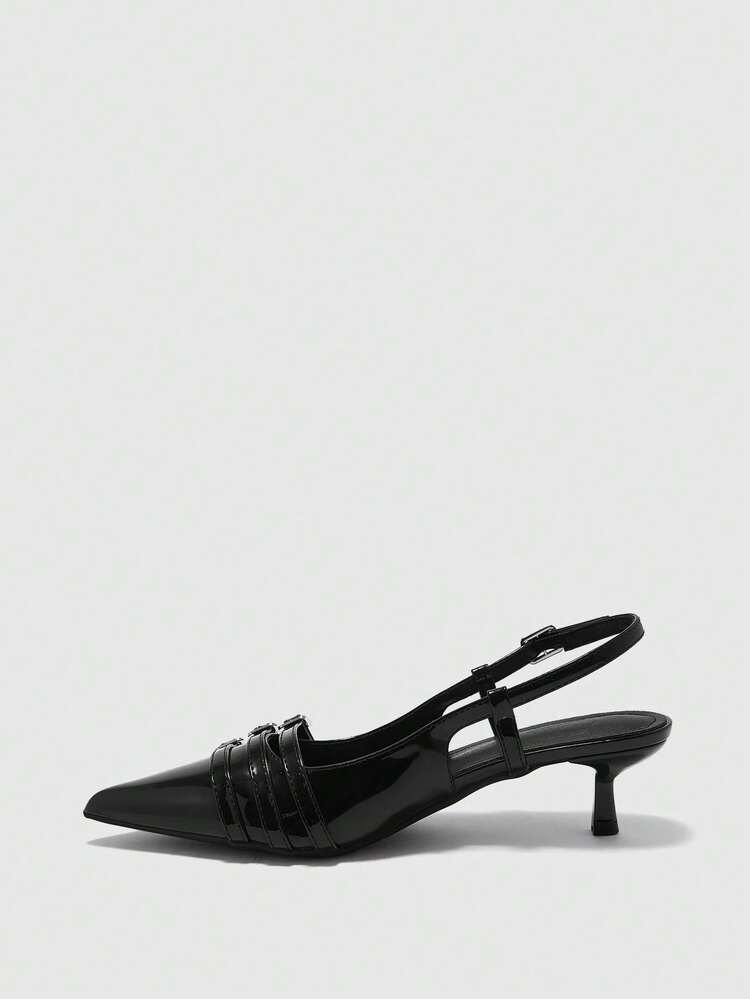 CUCCOO BIZCHIC Pointed Toe Thin Heel Versatile Breathable Strap Backless Pumps For Women Spring Shoes