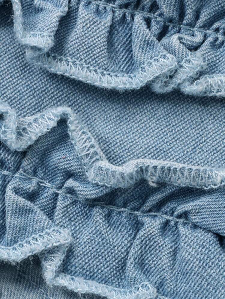 Young Girls Round Neck Sleeveless Denim Dress