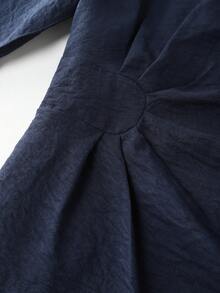 SHEIN Franclia Conjunto de 2 piezas de uso diario minimalista de unicolor para mujer: blusa y pantalón de pierna recta - azul real - Ver 6