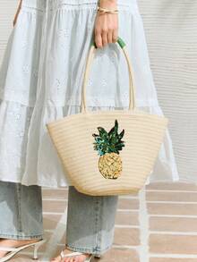 SHECARRY Women's Tote Bag, Shoulder Straw Bag. - Multicolor - View 1