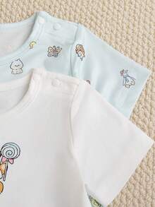 Souflis Souflis 2pcs/Set Cute Bear Print Soft & Comfortable Baby Boy Romper, Suitable For Home, Outdoor Sports, Parties Unisex Baby Clothes Rompers For Baby Baby Suit - Multicolor - View 7